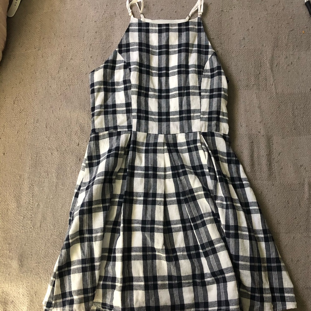 Plaid High Neck Dress